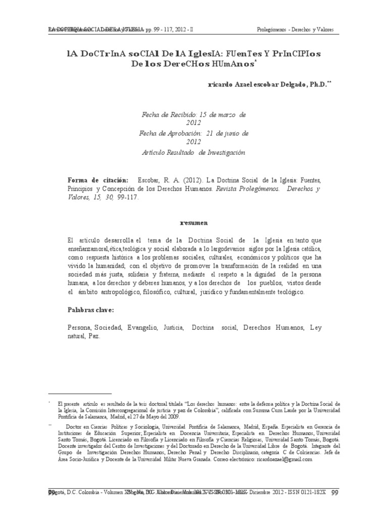 Doctrina Social de la Iglesia y Derechos Humanos | PDF | Doctrina ...