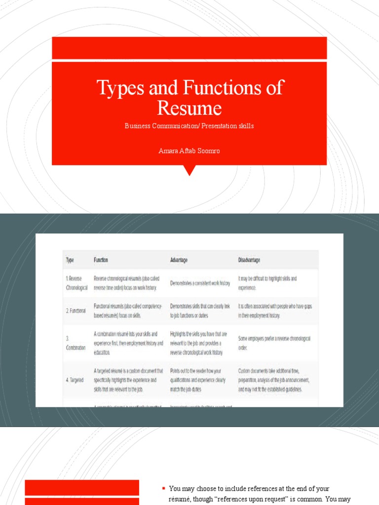 Types and Functions of Resume | PDF | Résumé | Typefaces