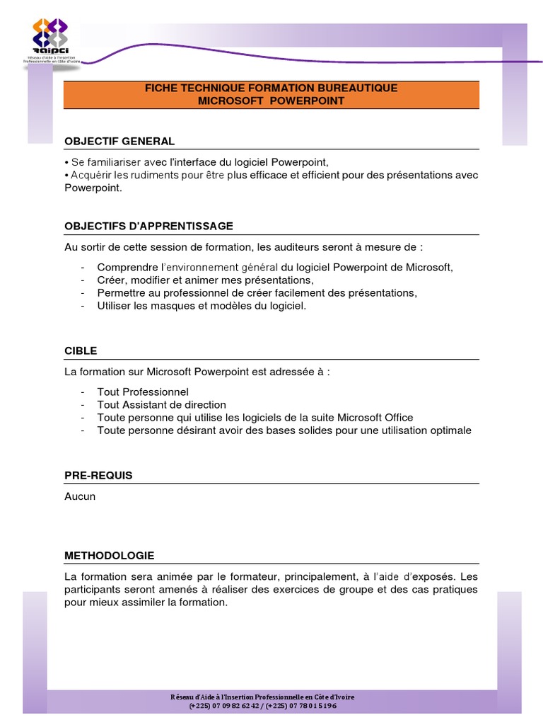 Fiche Technique Powerpoint | PDF | Microsoft Powerpoint | Microsoft
