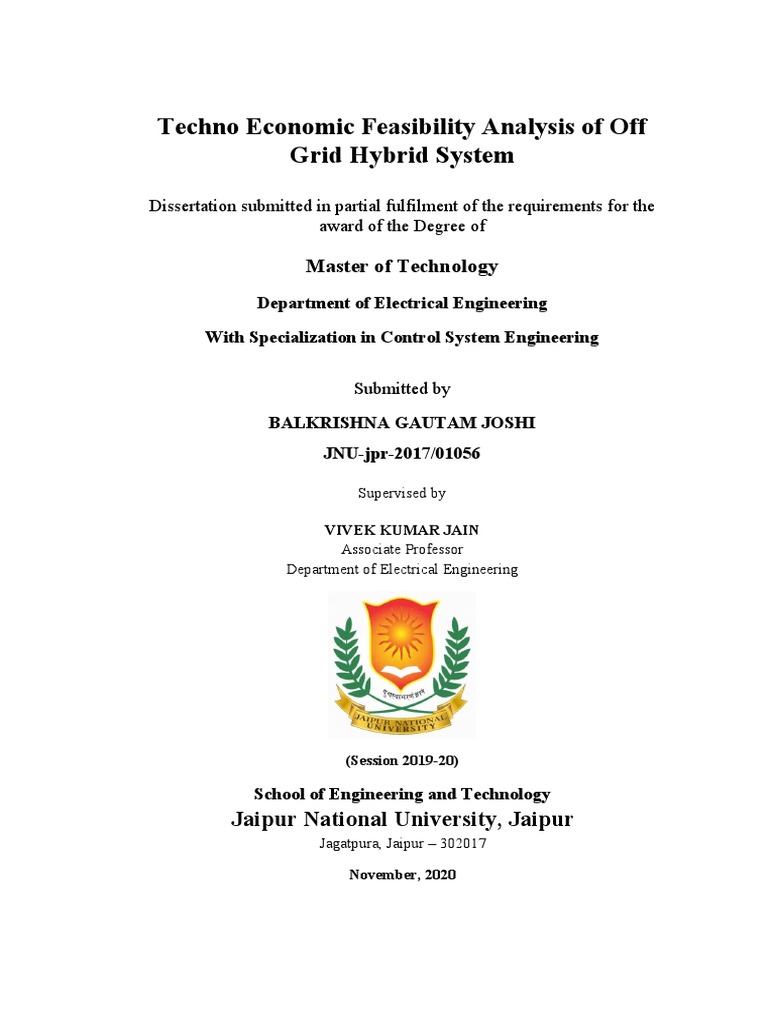 Techno Economic Feasibility Analysis of Off Grid Hybrid System | PDF