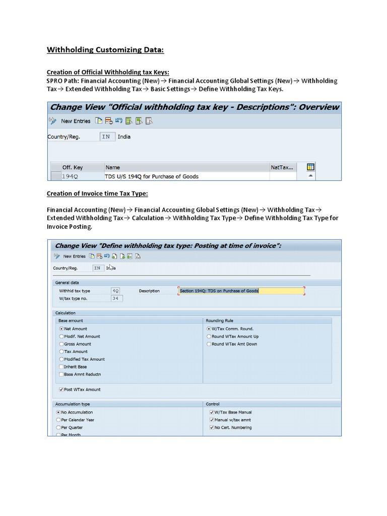 Withholding Customizing Data:: Creation of Official Withholding Tax ...