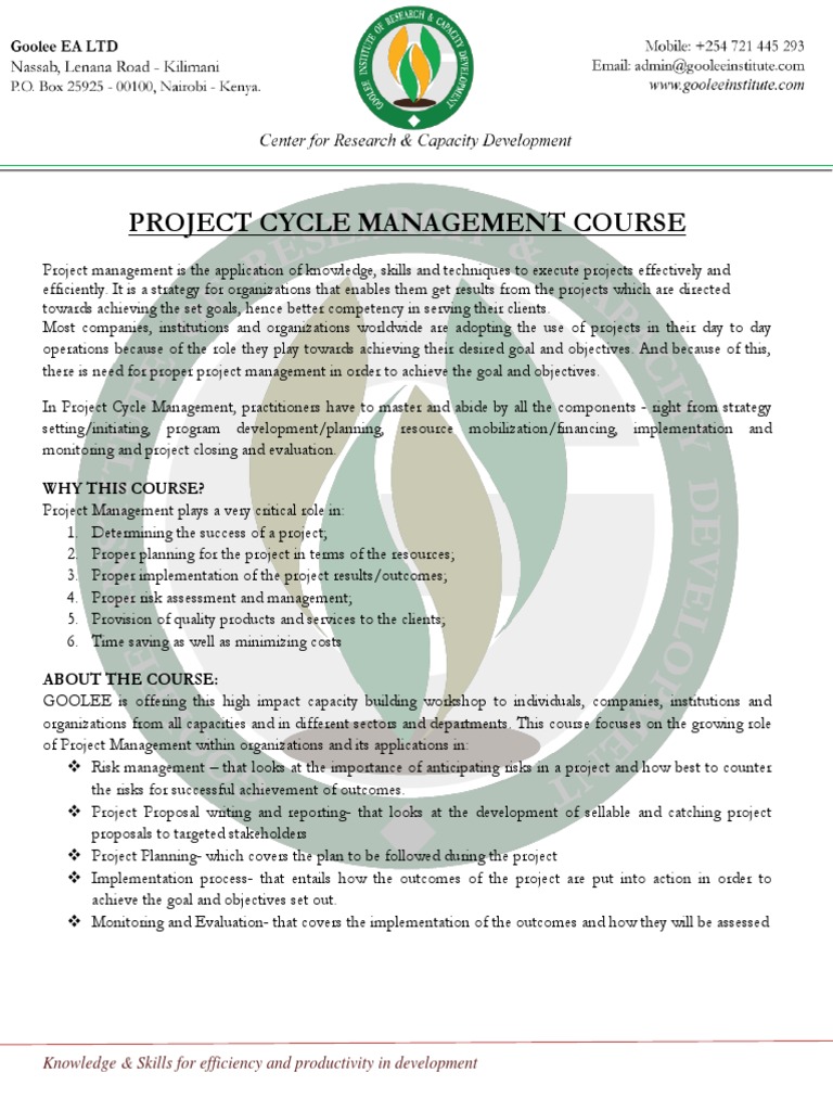 Project Cycle Management 4 Pdf Project Management Risk