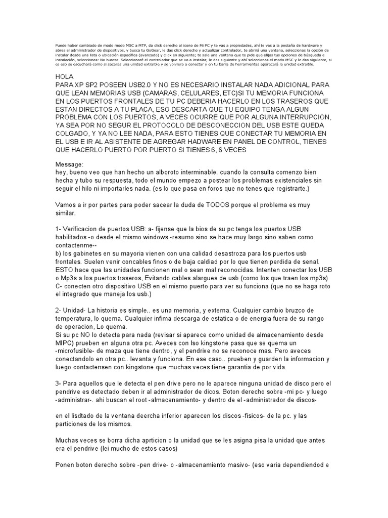 Reparar USB Puede Haber Cambiado de Modo Modo MSC A MTP PDF