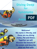 Diving Deep Synonyms Antonyms: For and