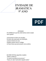 Atividade de Gramática - 9º Ano