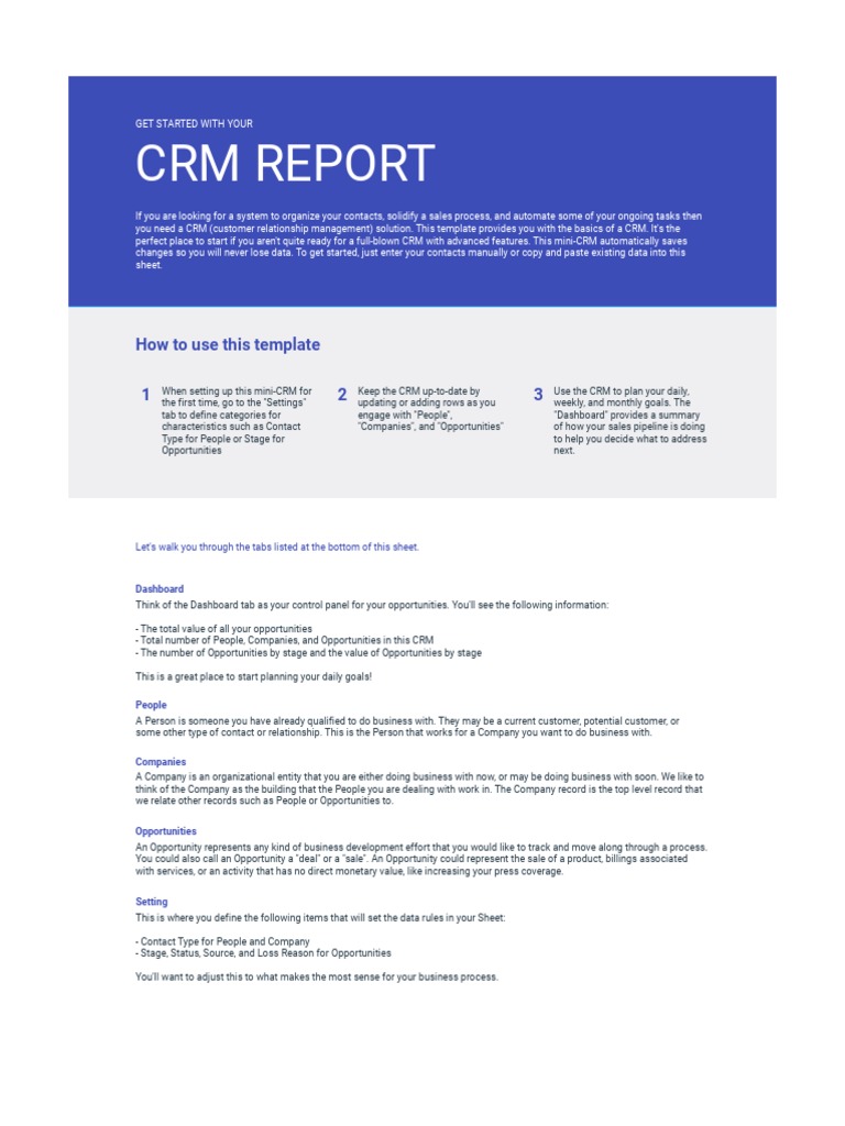 Mini CRM Template for Beginners | PDF | Customer Relationship ...