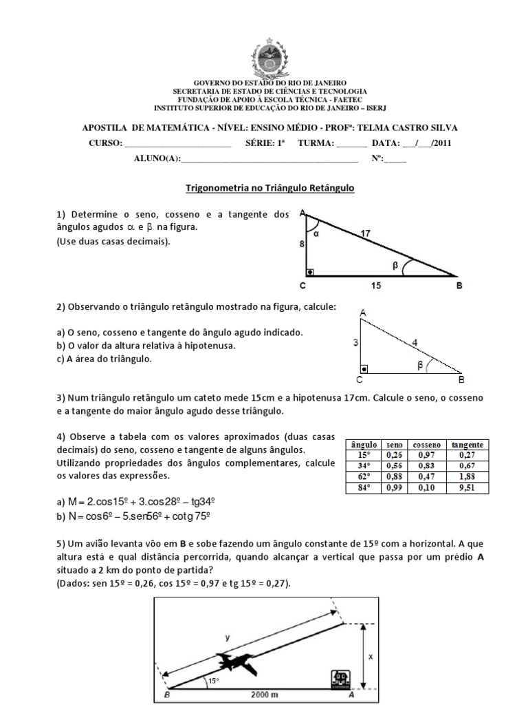 Exercicios - Trigonometria No Triangulo Retangulo