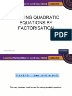 Solving Quadratic Equations by Factorisation