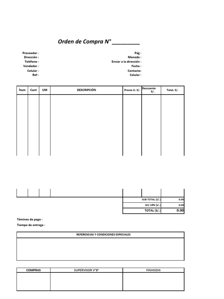 Formato - Orden de Compra | PDF