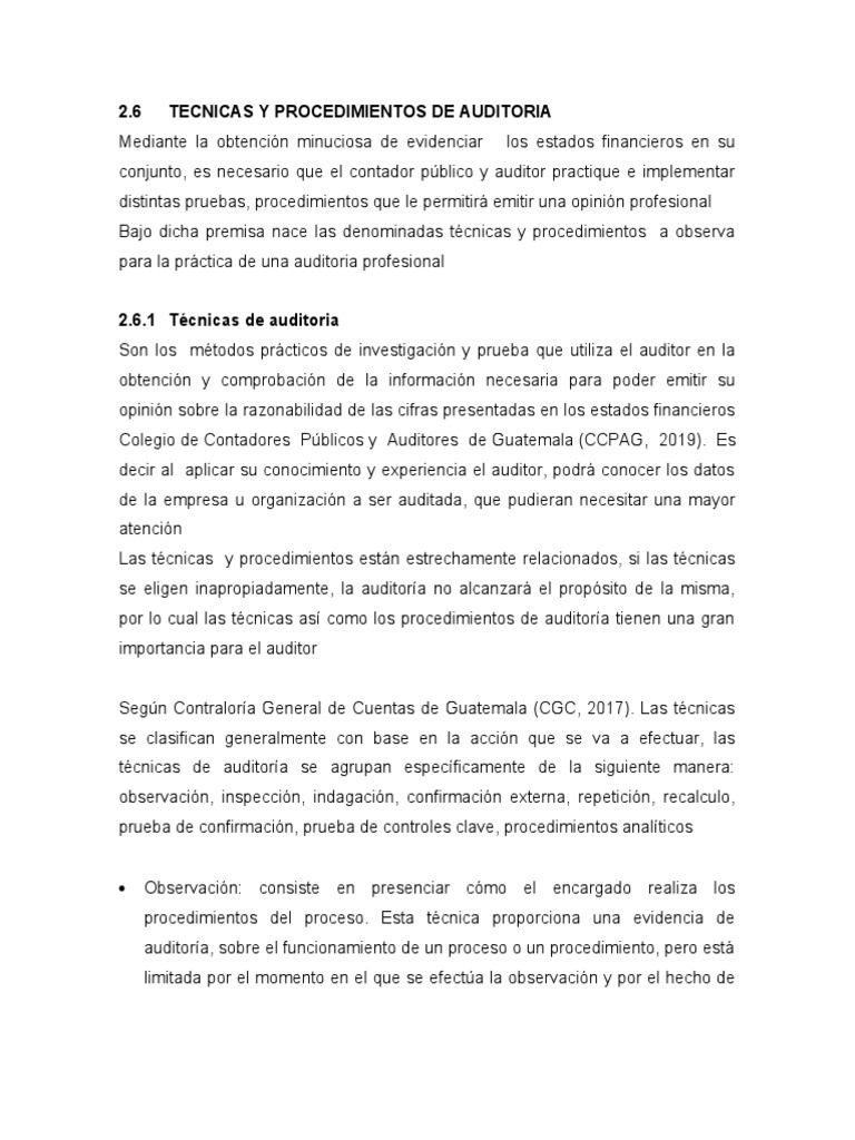 Técnicas y Procedimientos de Auditoría | PDF | Auditoría | Contralor
