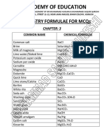 Academy of Education: Xii Chemistry Formulae For Mcqs