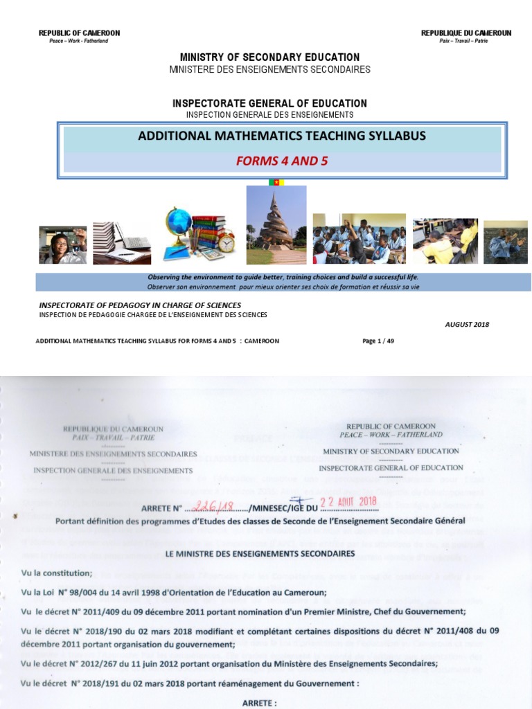 Cameroon Additional Mathematics Syllabus | PDF | Critical Thinking ...