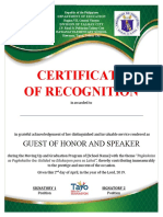 Certificate of Recognition For Guest of Honor and Speaker Template 5