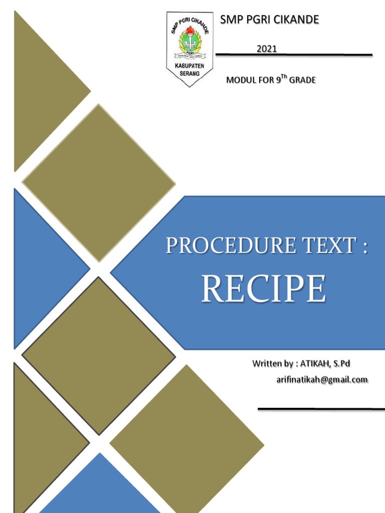 Modul Procedure Text Recipe Modul Atikah Pgri | PDF | Grammatical Tense ...