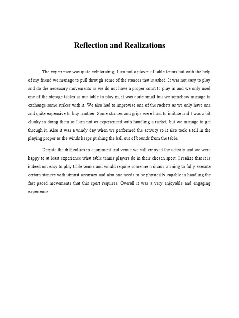 Reflection Table Tennis PDF