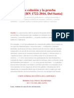 El Delito de Colusión y La Prueba Indiciaria RN 1722-2016, Del Santa
