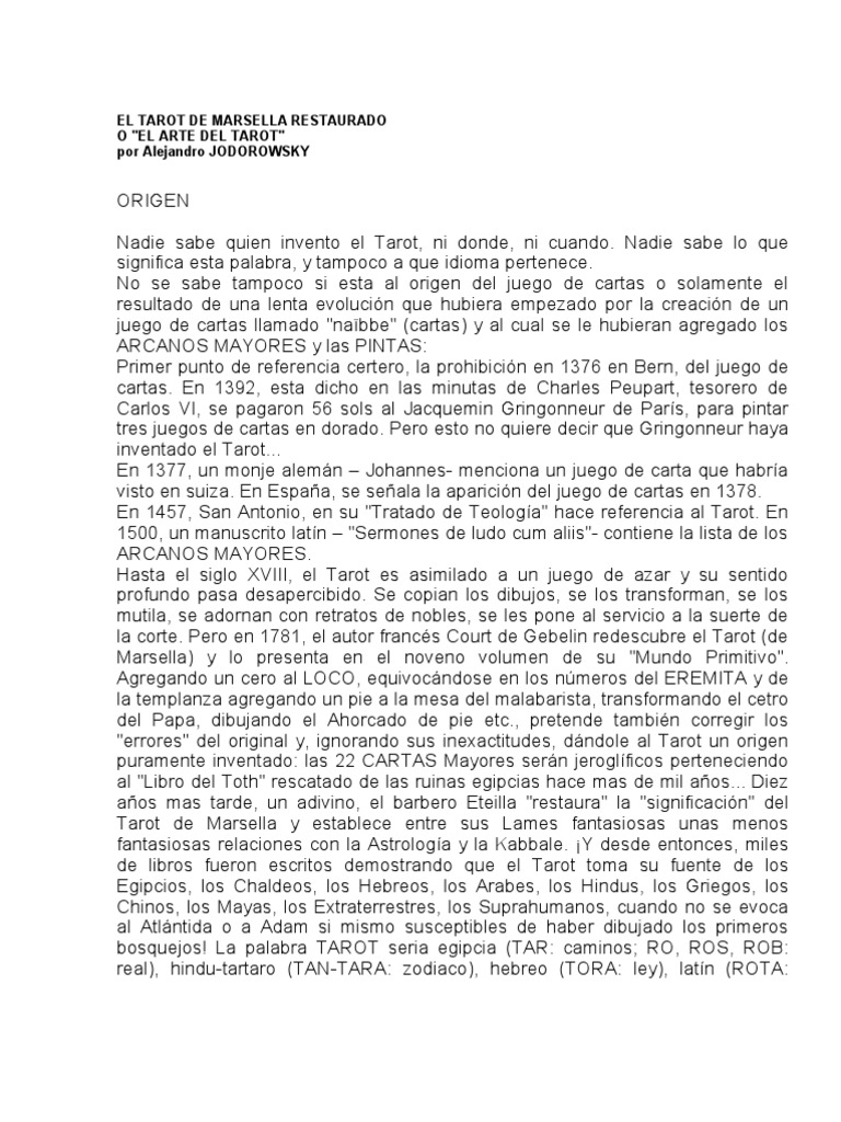 Restauración del Tarot de Marsella | PDF