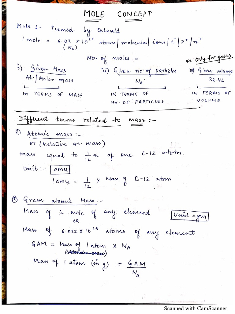 Chapter 1 Mole Concept | PDF