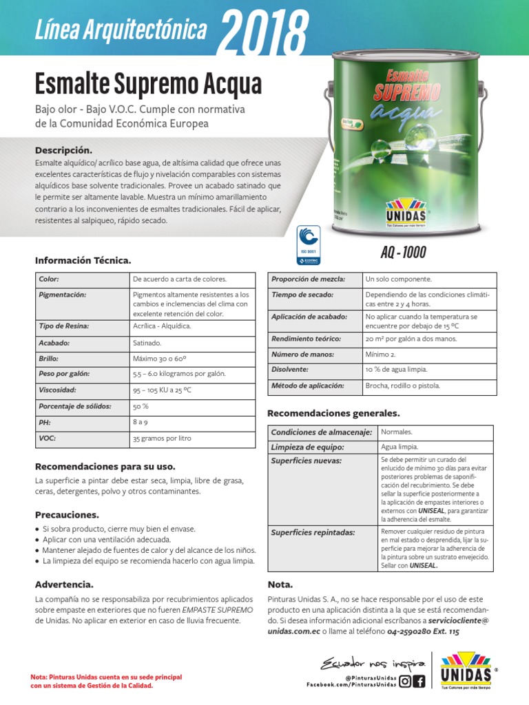 Esmalte Supremo Acqua | PDF | Pintar | Agua