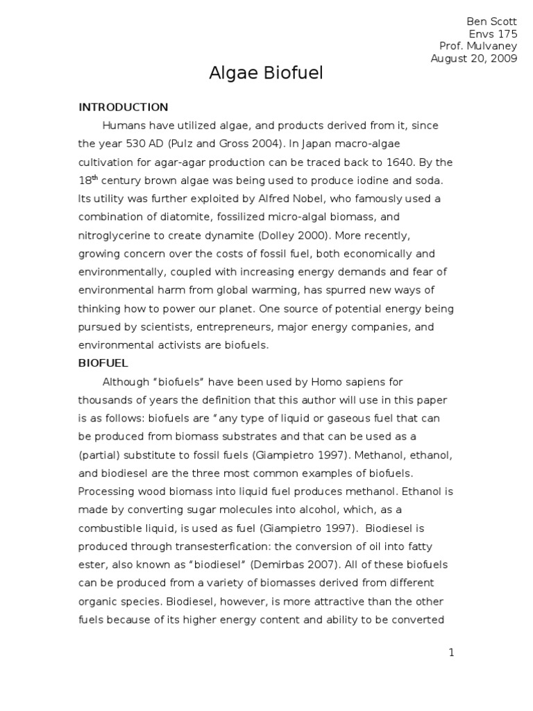 Algae Biofuel: History and Potential | PDF | Algae Fuel | Biofuel