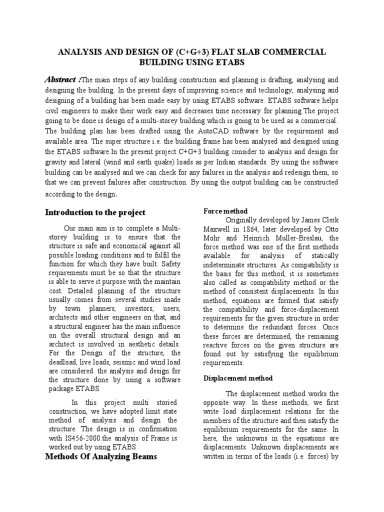Analysis and Design of (C+G+3) Flat Slab Commercial Building Using ...