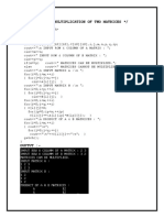 Program For Multiplication of Two Matrices