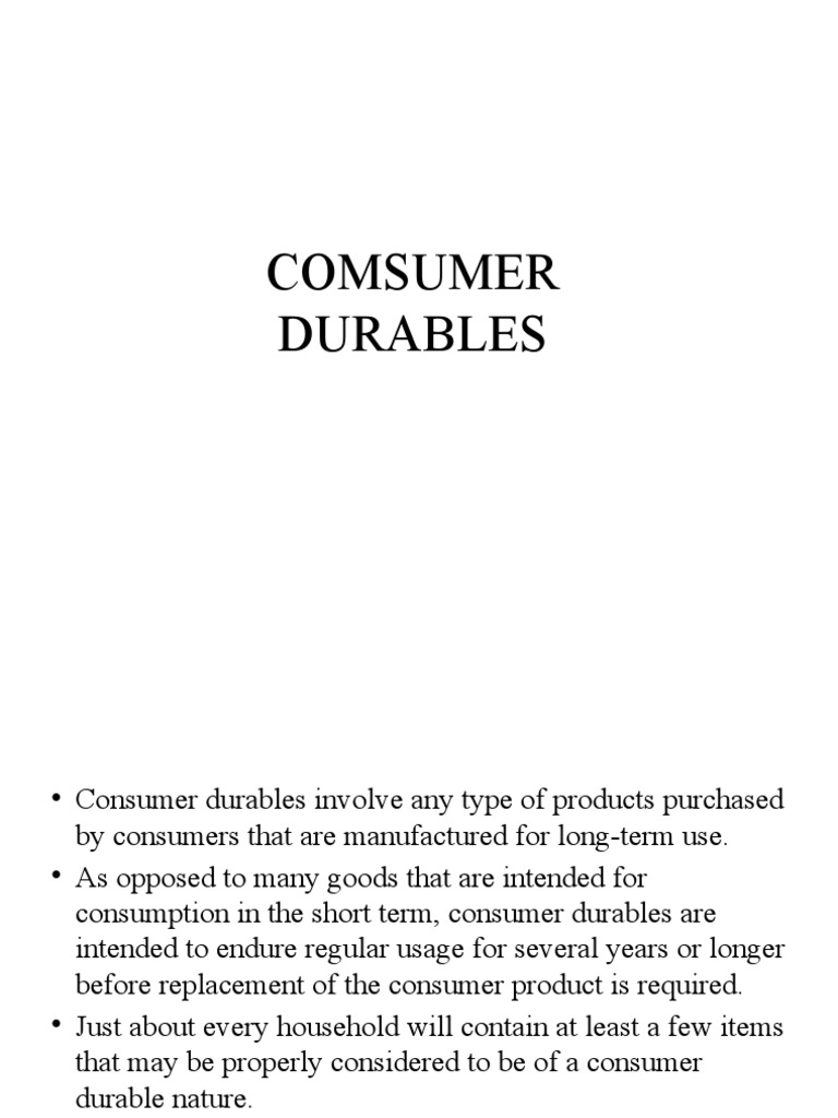 CONSUMER DURABLES MARKETING