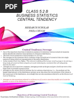 Class 5.2 B Business Statistics Central Tendency: Research Scholar Priya Chugh