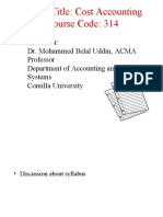 Course Title: Cost Accounting Course Code: 314