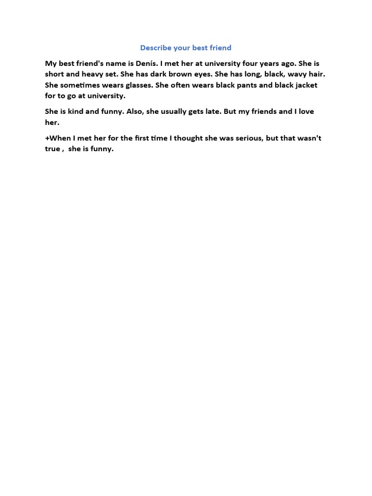 writing about your friend