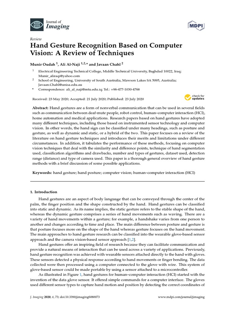 Hand Gesture Recognition Based On Computer Vision: A Review of ...