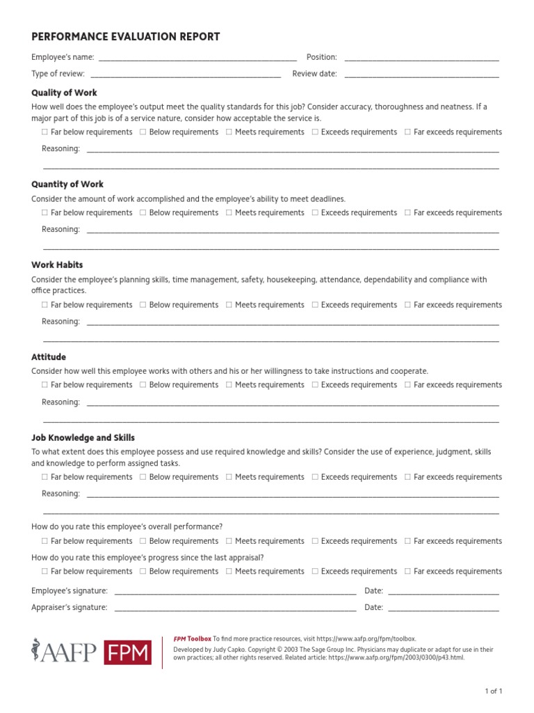 Performance Evaluation Report Form | PDF | Performance Appraisal ...