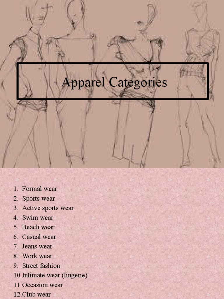 Apparel Categories PDF Swimsuit Textiles