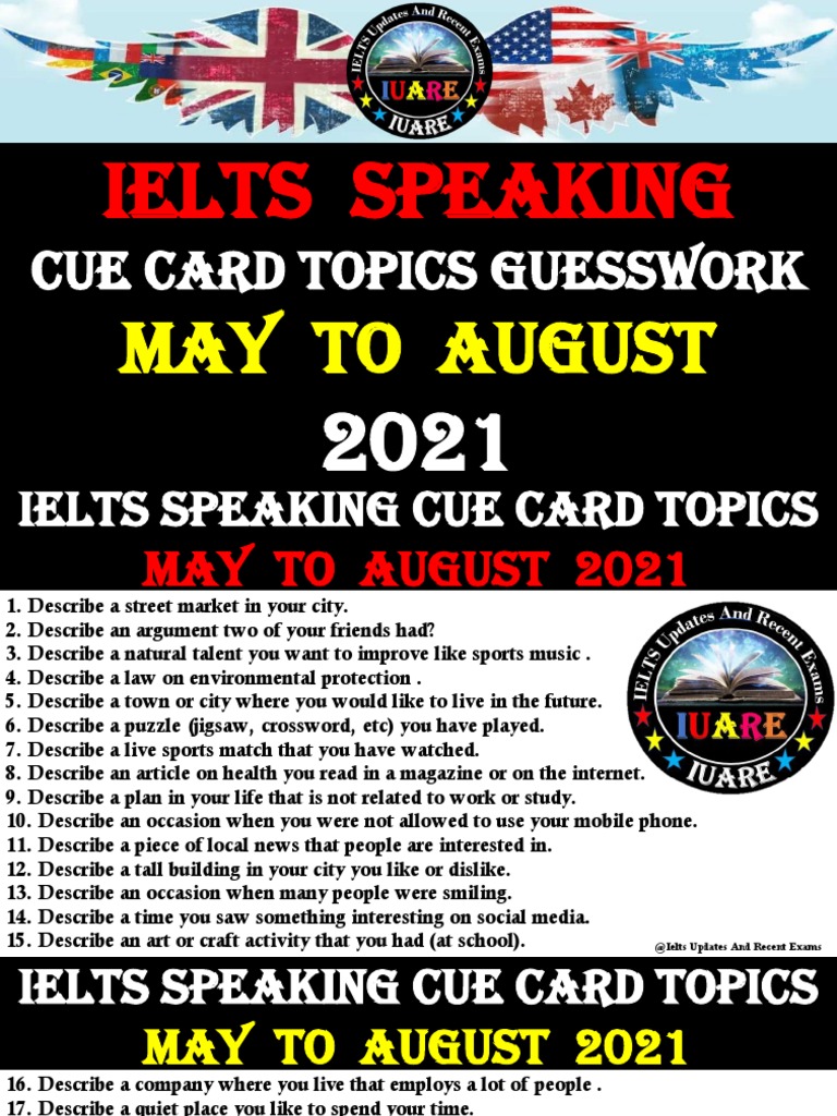 Speaking Cue Card Guess Work May To August 2021 | PDF