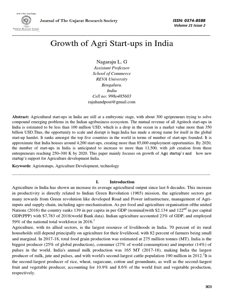 Growth of Agri Startups in India | PDF | Startup Company | Small ...