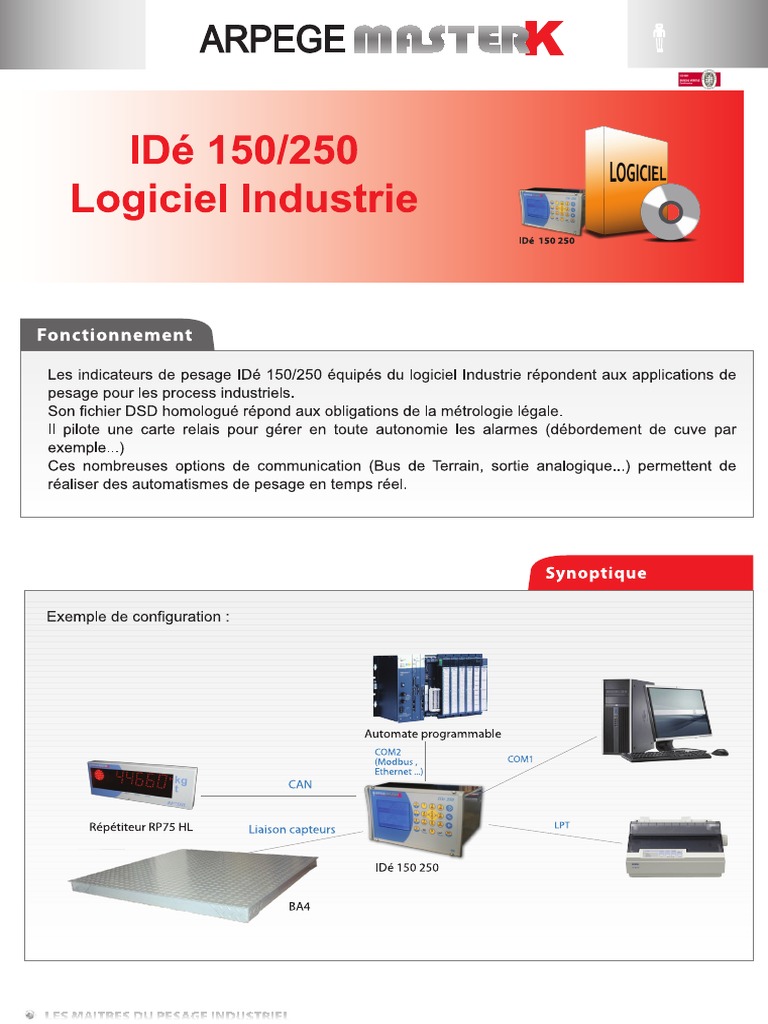 Fiche Technique IDe 150 250 LOGICIEL INDUSTRIE | PDF