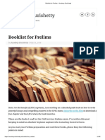Booklist For Prelims - Anudeep Durishetty