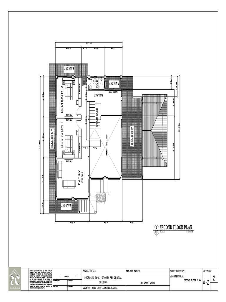 Second Floor Plan: Proposed Two (2) - Storey Residential Building | PDF ...