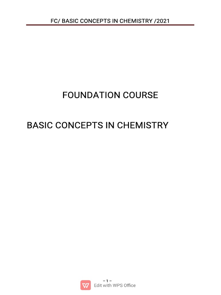 Fundamentals of Chemistry Overview | PDF | Transition Metals | Sets Of ...