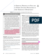 The Efect of Parental Presence On Pain and Anxiety Levels During Invasive Procedures in The Pediatric Emergency Department