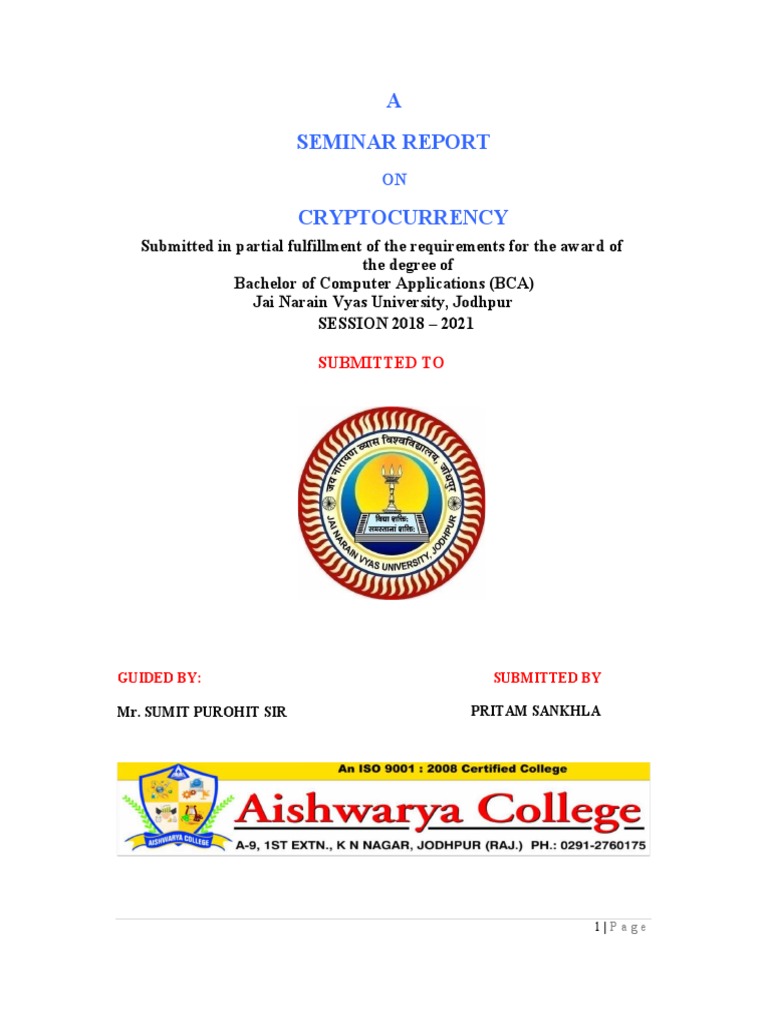 A Seminar Report | PDF | Cryptocurrency | Bitcoin