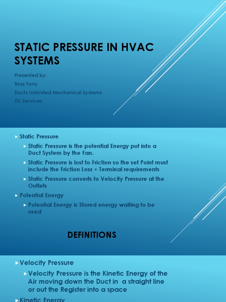 Understanding Static Pressure in HVAC | PDF | Duct (Flow) | Ventilation ...