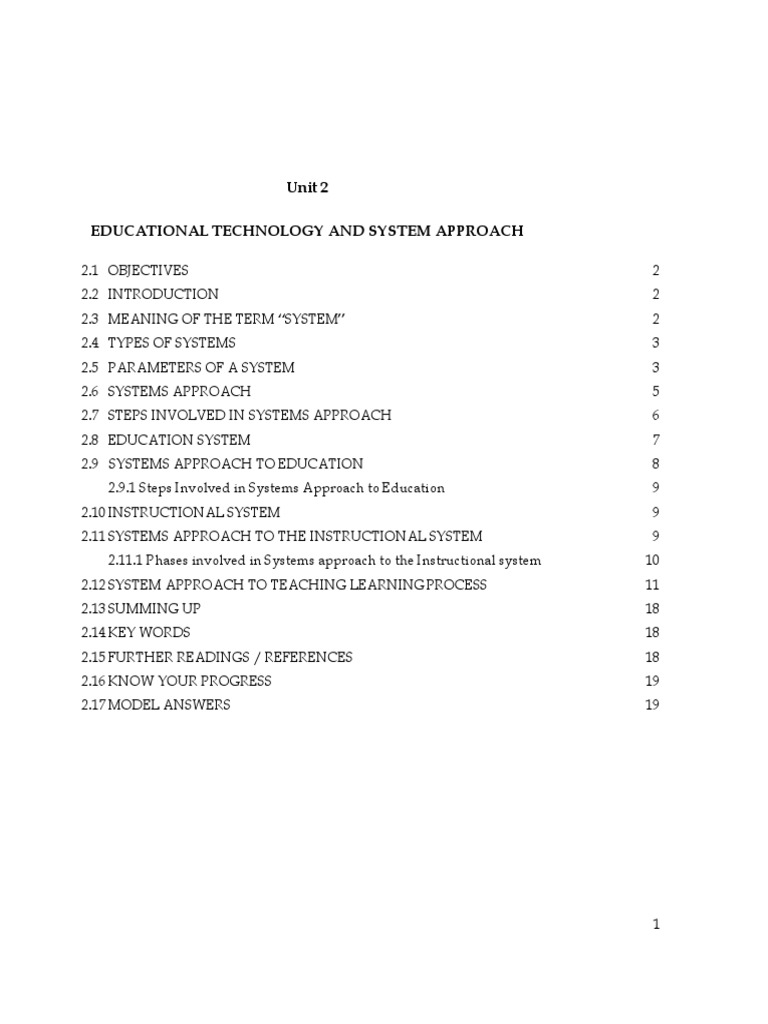 Systems Approach in Educational Technology | PDF | System | Educational ...