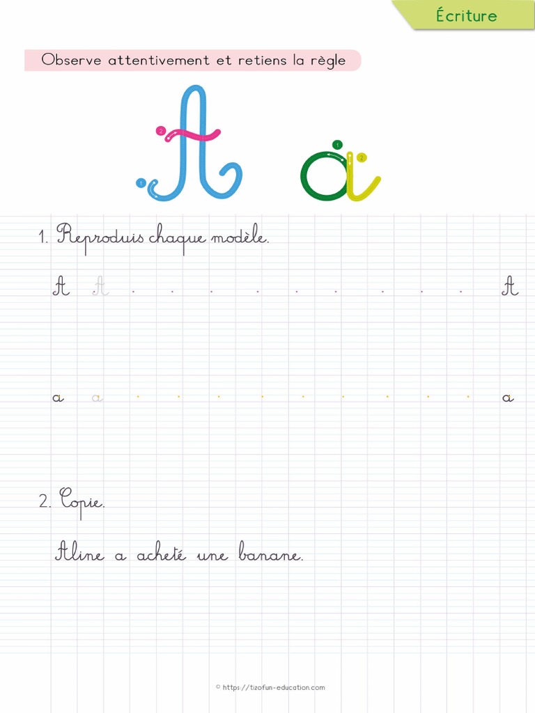 1 Apprendre A Ecrire Les Cursives Lettre A | PDF