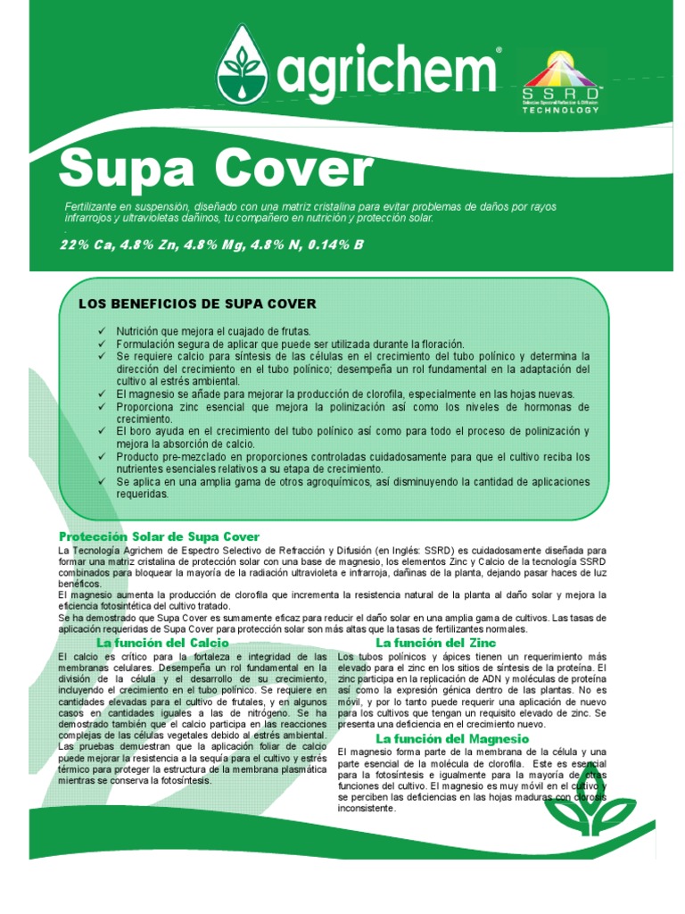 Supa Cover: Fertilizante y Protección Solar | PDF | Calcio | Magnesio