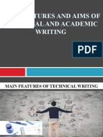 Aims - Main Features of Technical Writing