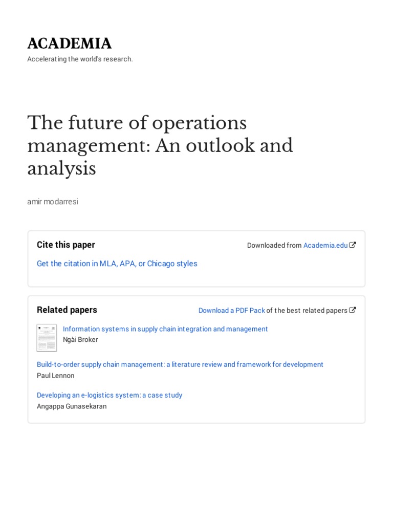 Future of Operations Management Insights | PDF | Capitalism | Supply ...