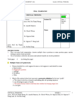 IU Critical Thinking Final Exam