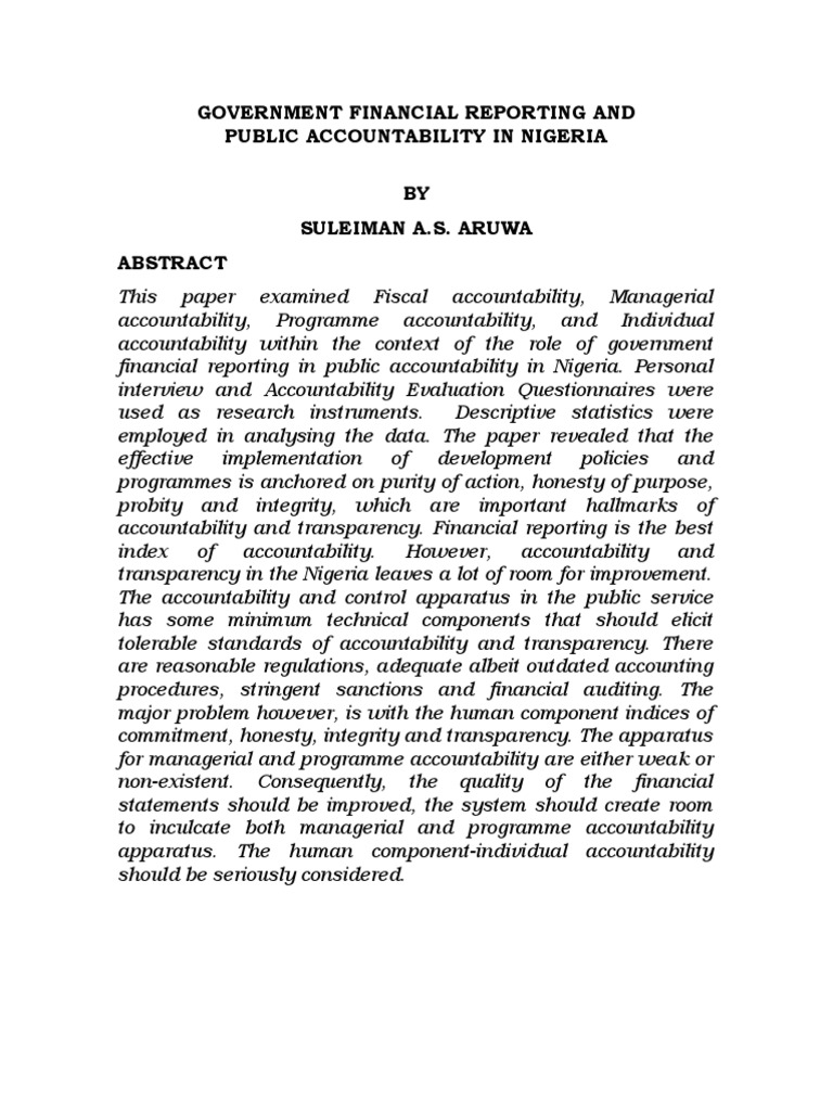 Government Accountability in Nigeria | PDF | Financial Accounting ...