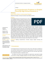 Reading Comprehension Problems On English Texts Faced by High School Students in Medan